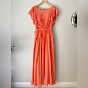 Azazie A-Line Ruched Chiffon Floor-Length Dress Sunset